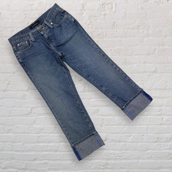 CALVIN KLEIN Cropped Cuffed Denim Jeans Pioneer Wash Women's 4 - Picture 1 of 7